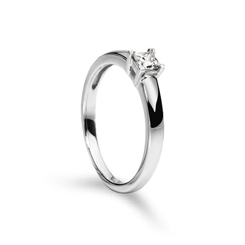 Solitaire Ring Diamant 0.47ct. Princess Weissgold 750