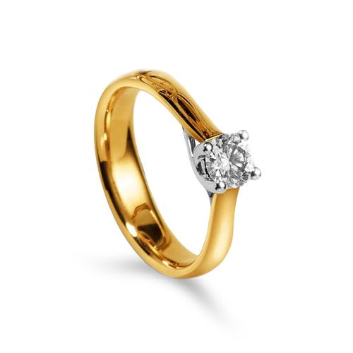 Solitaire Ring Diamant 0.50ct. Bicolor Gelb-/Weissgold
