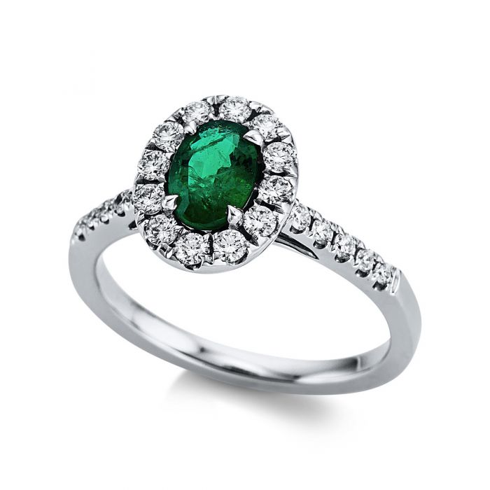 Ring 750/18K Weissgold Diamant 0.4ct. Smaragd 0.67ct. 