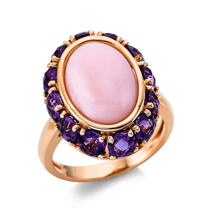 Ring 750/18K Rotgold Amethyst 3.1ct. Opal 4.3ct.