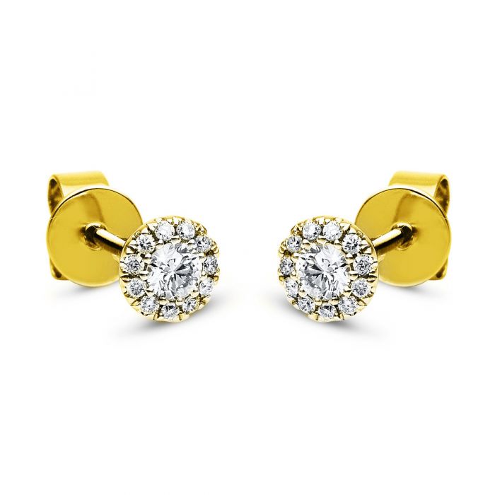 Boucles d'oreilles or jaune 750/18K diamant 0.19ct. 