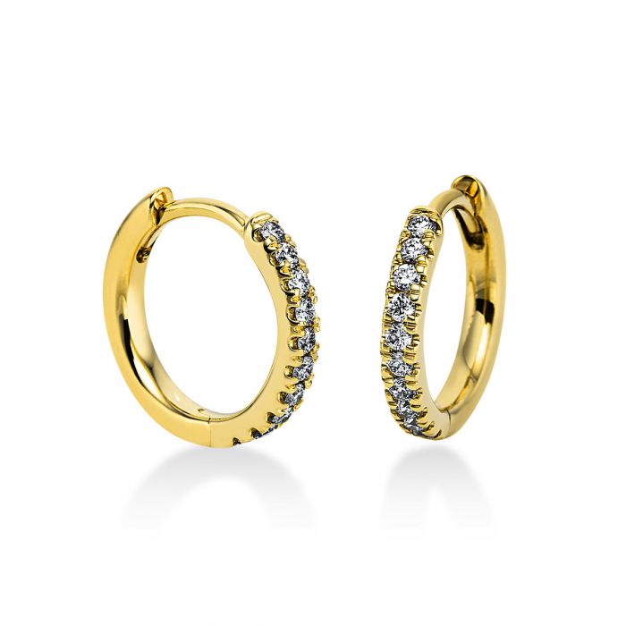 Hoop earrings 750/18K yellow gold diamond 0.15ct. 