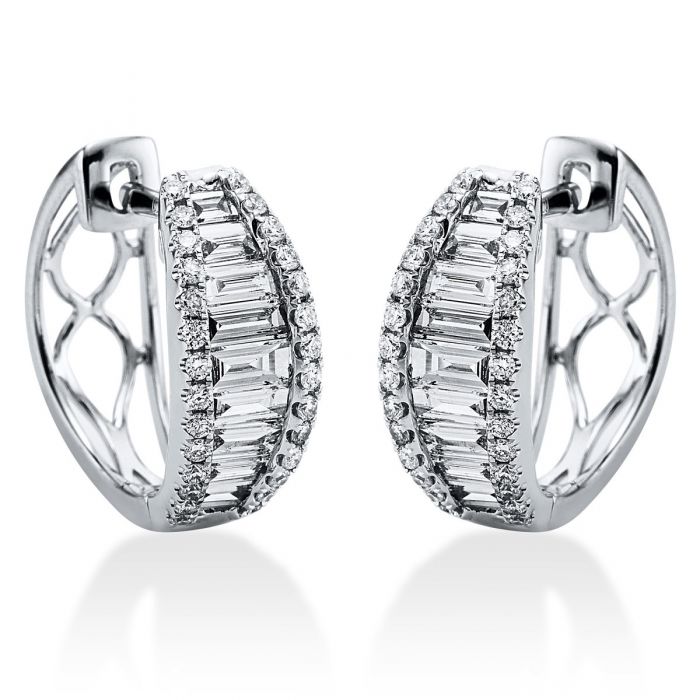 Hoop earrings 750/18K white gold diamond 1.63ct. 