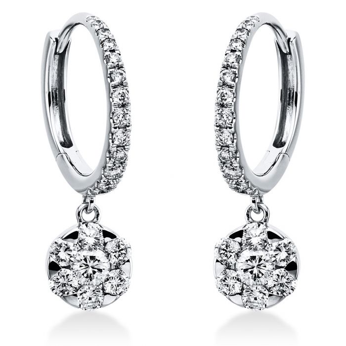 Earrings 750/18K white gold diamond 0.83ct. 