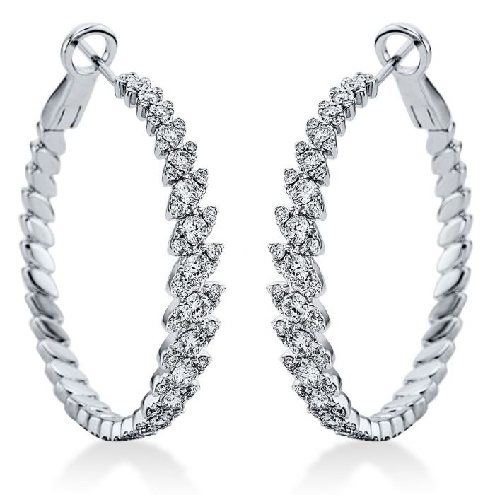 Hoop earrings 750/18K white gold diamond 2.95ct. 