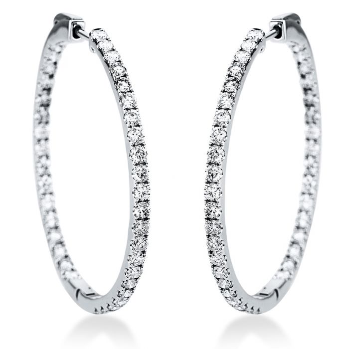 Hoop earrings 750/18K white gold diamond 3.04ct. 