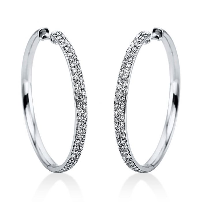 Hoop earrings 750/18K white gold diamond 1.34ct. 