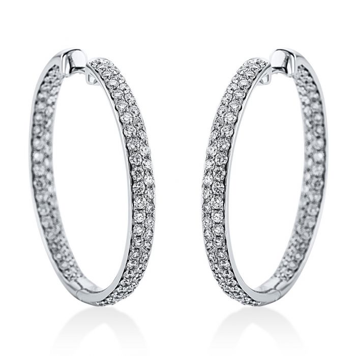 Hoop earrings 750/18K white gold diamond 2.2ct. 