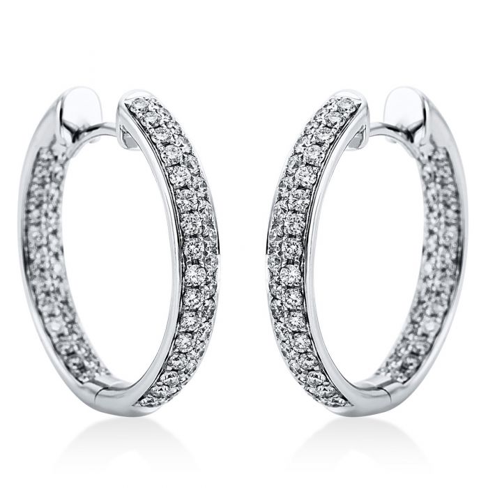 Hoop earrings 750/18K white gold diamond 0.87ct. 