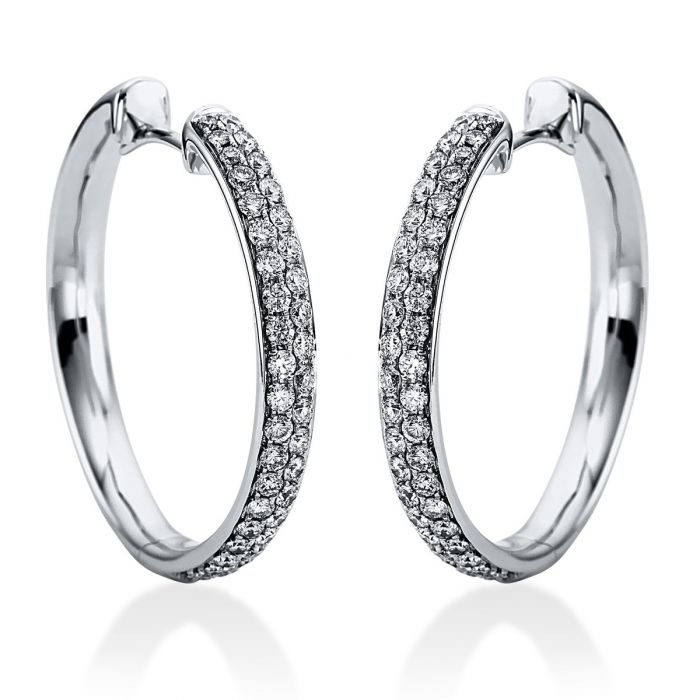 Hoop earrings 750/18K white gold diamond 0.86ct. 