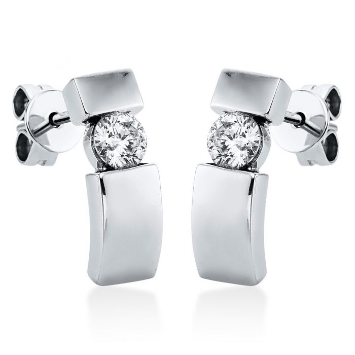 Earrings in 750 white gold set with 36 diamonds - PONCINI