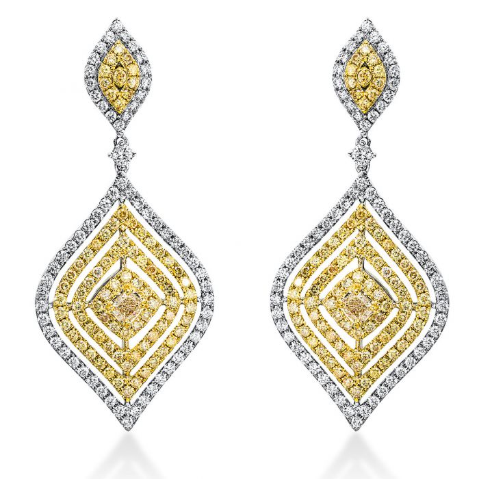 Earrings 750/18K yellow gold/white gold diamond 5.11ct. 