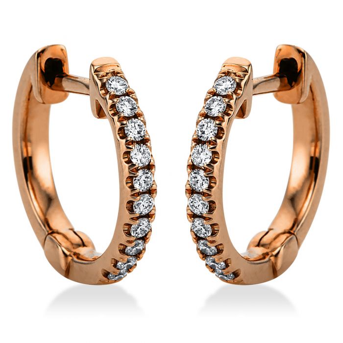 Hoop earrings 750/18K rose gold diamond 0.15ct. 