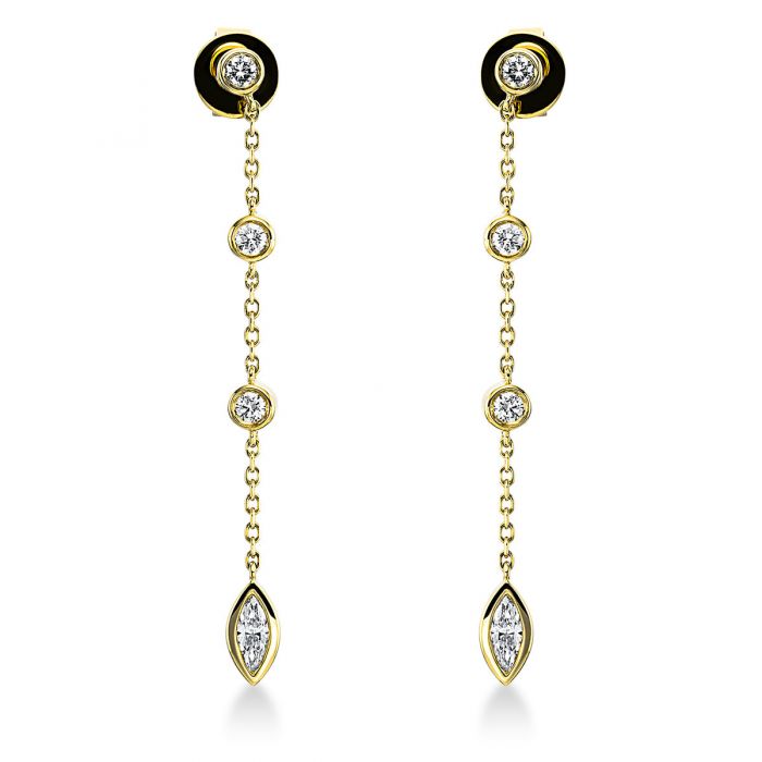 Stud earrings 750/18K yellow gold diamond 0.39ct. 