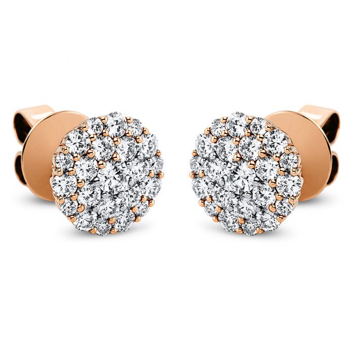 Stud earrings 750/18K rose gold diamond 1.59ct. 