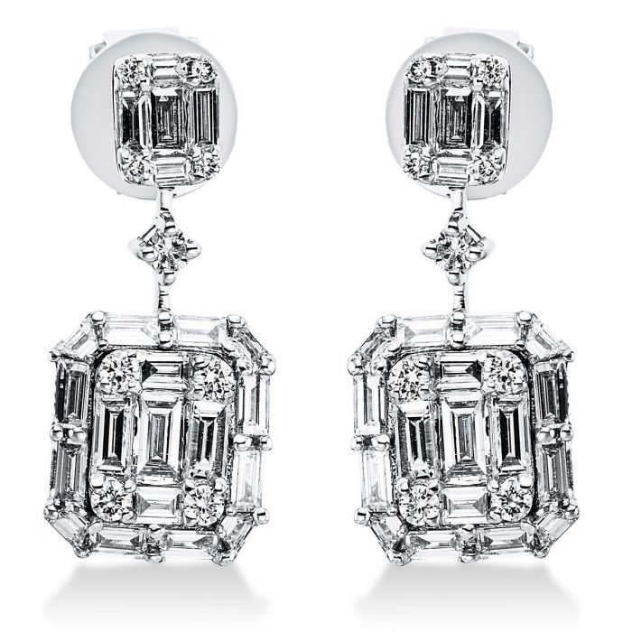 Stud earrings 585/14K white gold diamond 1.34ct. 