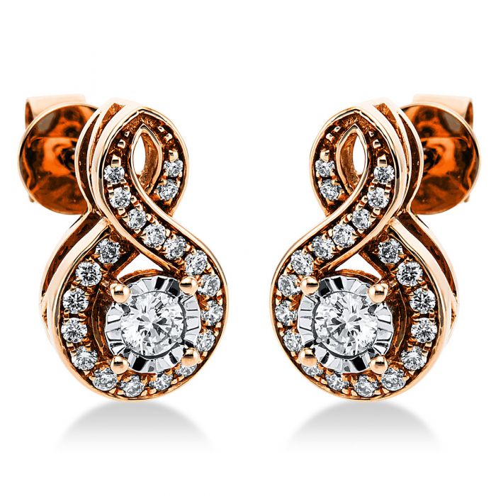 Stud earrings 750/18K white gold/red gold diamond 0.39ct. 