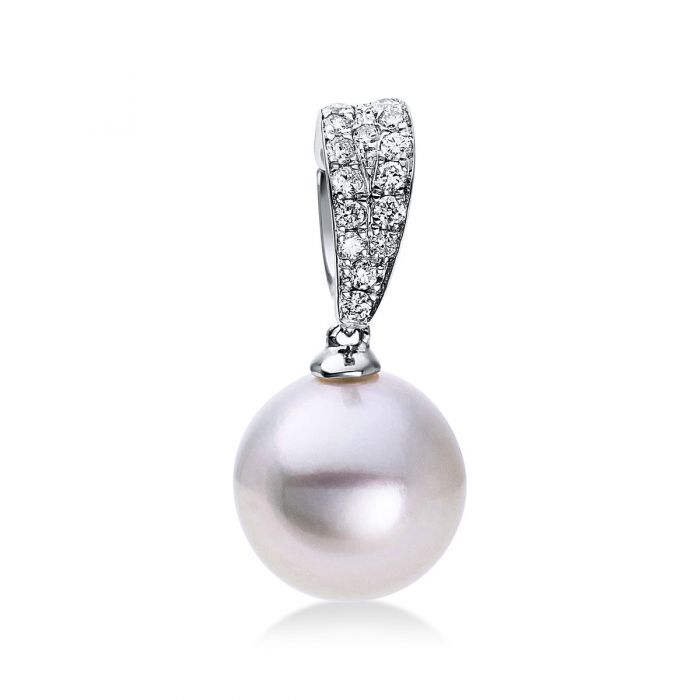 Pendant 750/18K white gold diamond 0.14ct. South Sea pearl