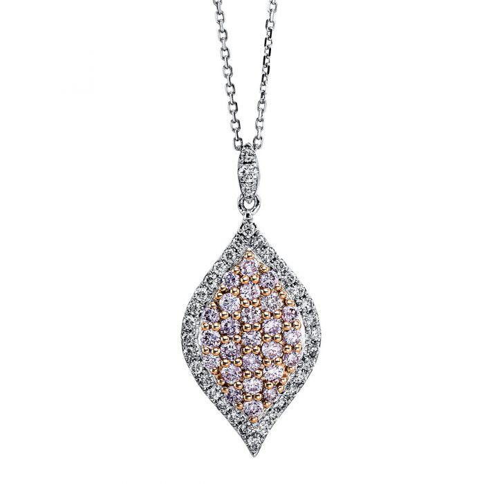 Necklace 585/14K white gold/red gold diamond 1.27ct. 