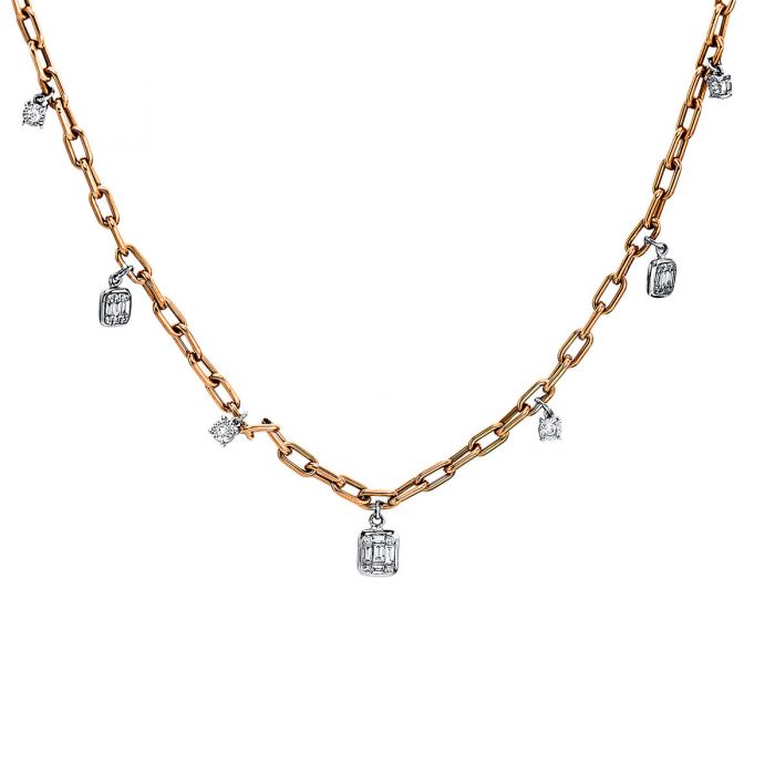 Collier 750/18K Weissgold/Rotgold Diamant 0.32ct. 