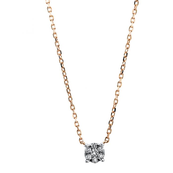 Collier 750/18K Weissgold/Rotgold Diamant 0.09ct. 