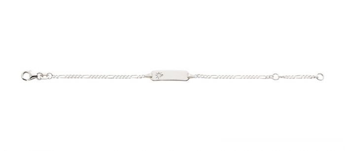 ID-Bracelet Figaro Silber 925 Stern, 1.9mm, 14cm