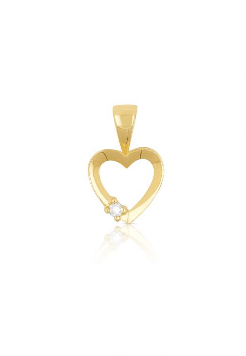 Pendant heart yellow gold 750 diamond 0.02ct. 14x9mm