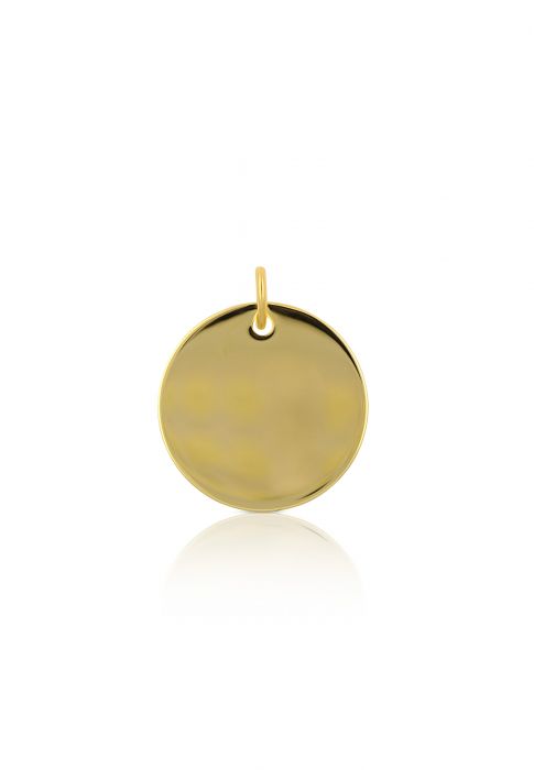 Pendant engraving plate yellow gold 750 round 16mm
