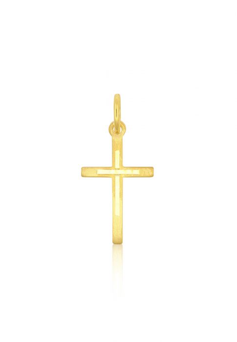 Pendentif croix en or jaune 750, 21x10mm 