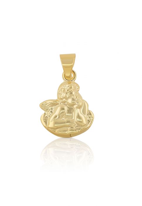 Pendant medal angel on cloud yellow gold 750