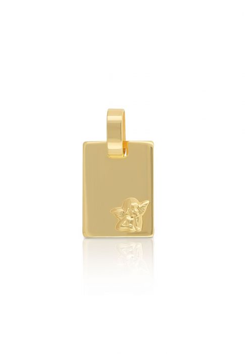 Angel pendant yellow gold 750 engraving plate, 16x10mm