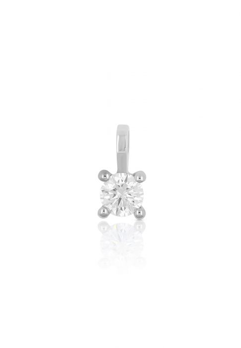 Pendentif solitaire serti 4 griffes or blanc 750 diamant 0.25ct. 9x5mm