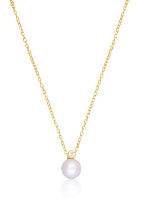 Necklace red gold 750 Akoya pearl diamond 8.08ct. 