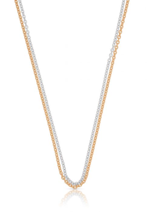 Collier Rundanker Bicolor Weiss-/Rotgold 750, 1.5mm, 45cm