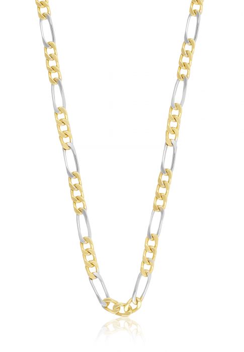 Necklace figaro bicolor yellow/white gold 750, 4mm, 60cm