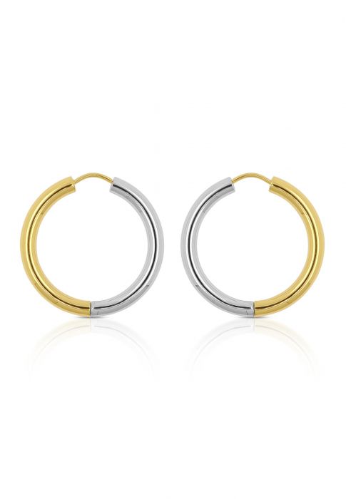 Creole bicolor yellow/white gold 750 round wire 26mm
