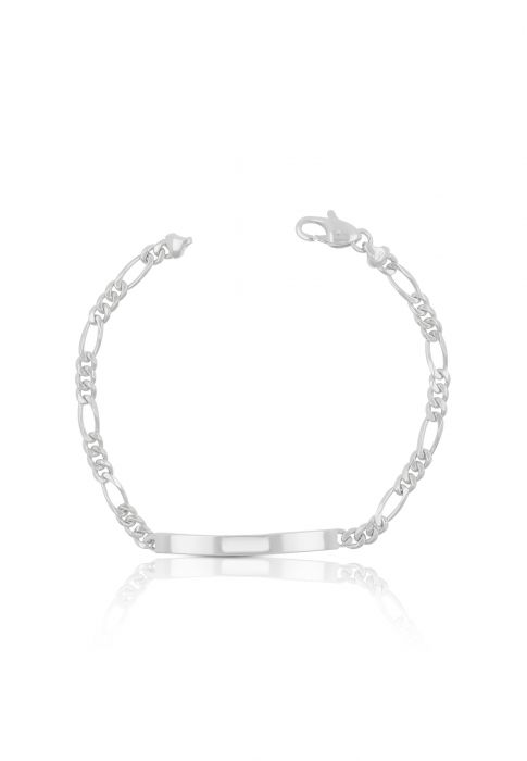 ID-Bracelet figaro or blanc 750, 22cm, 4mm