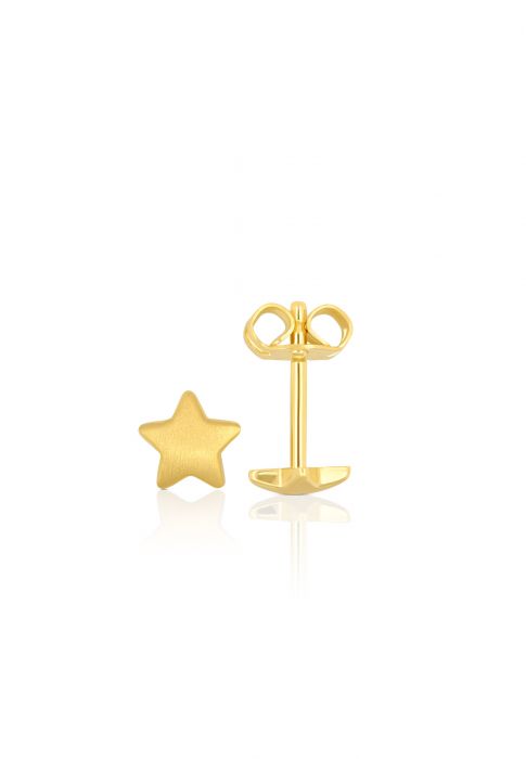 Stud earrings stars yellow gold 750, 5mm