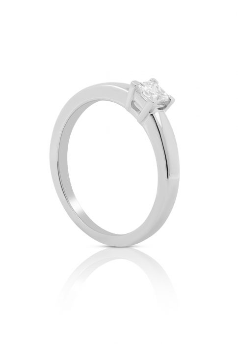 Solitaire Ring Diamant 0.22ct. Princess Weissgold 750