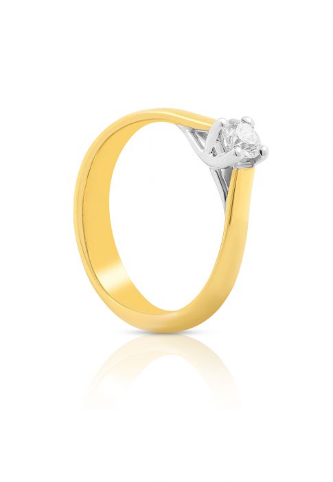 Solitaire Ring Diamant 0.50ct. Bicolor Gelb-/Weissgold