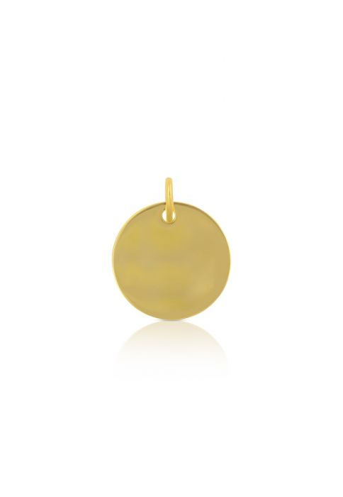 Pendant engraving plate yellow gold 750 round 14mm
