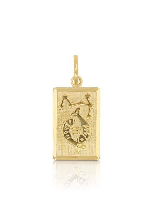 Pendant zodiac sign fishes yellow gold 750, 20x9mm
