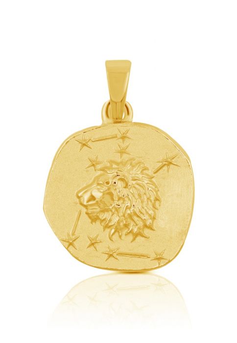 Pendentif signe du zodiaque lion en or jaune 750, 15x27mm