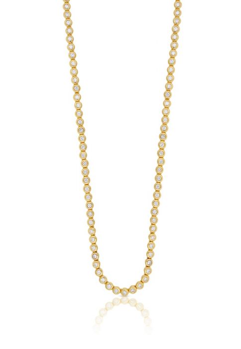 Necklace tennis yellow gold 750 set with 108 brilliant-cut diamonds H SI 3.78ct. 42cm
