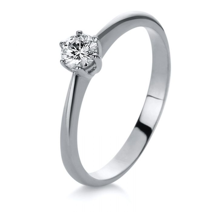 Solitär-Ring 585/14K Weissgold Diamant 0.25ct.