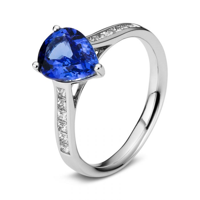 Ring 750/18K Weissgold Diamant 0.31ct. Tansanit 1.84ct. 