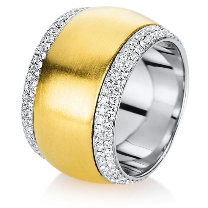 Ring 750/18K yellow gold/white gold diamond 1.5ct.