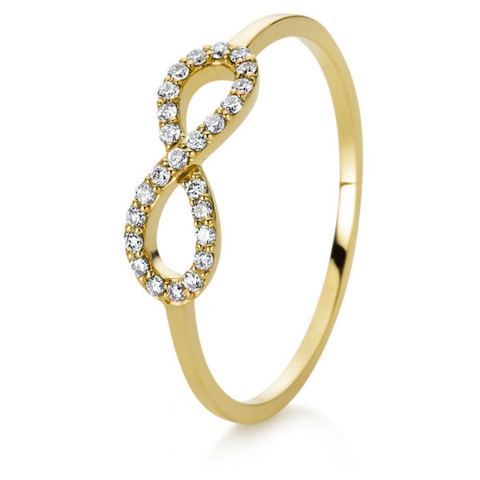 Ring 585/14K Gelbgold Infinity Diamant 0.12ct.