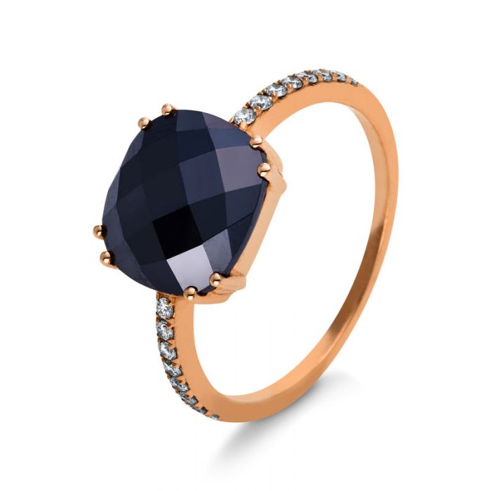 Ring 750/18K Rotgold Diamant 0.14ct. Hematit 5.36ct. 