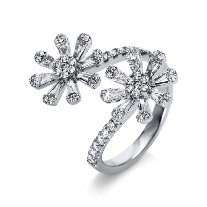 Ring 750/18K Weissgold Blumen Diamant 1.16ct.